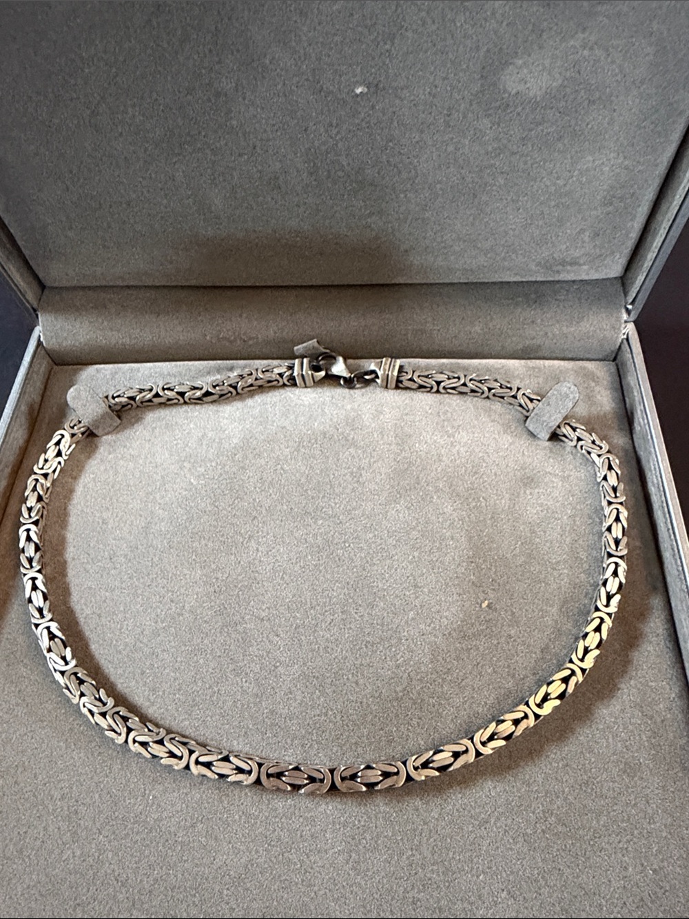 18 inch Byzantine Chain Necklace - Silver / Stainless Steel by Forza